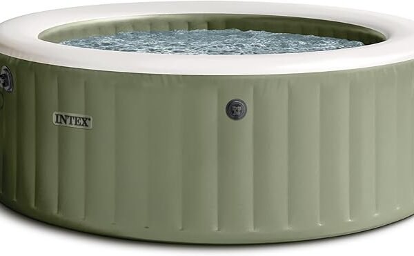 INTEX PureSpa 28425EG Ensemble de Spa Gonflable et Portable avec Housse de Spa économe en énergie, système d'eau salée, 4 Personnes, 195,6 x 71,1 cm
